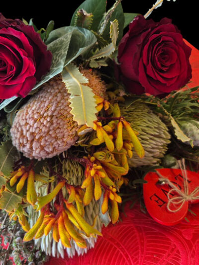 Valentines Day! Native Bouquet With Red Roses